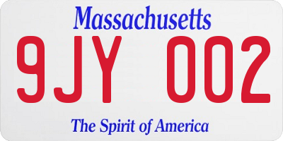 MA license plate 9JY002