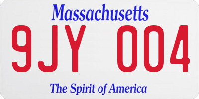 MA license plate 9JY004