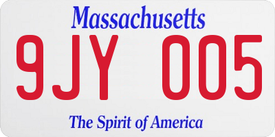 MA license plate 9JY005