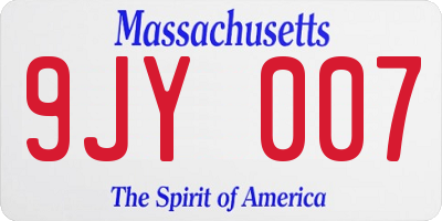 MA license plate 9JY007