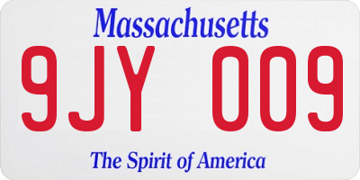 MA license plate 9JY009