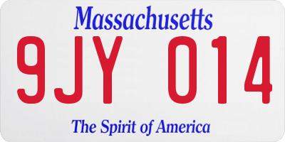 MA license plate 9JY014
