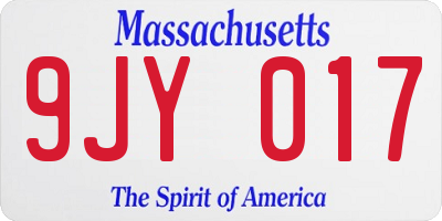 MA license plate 9JY017