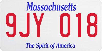 MA license plate 9JY018
