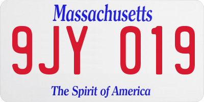MA license plate 9JY019