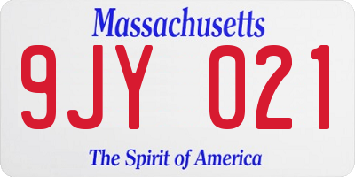 MA license plate 9JY021