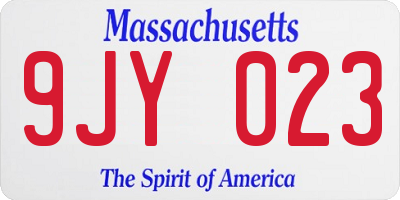MA license plate 9JY023