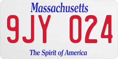 MA license plate 9JY024