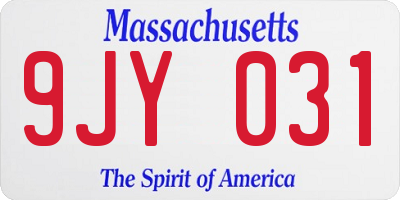 MA license plate 9JY031