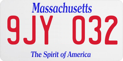MA license plate 9JY032