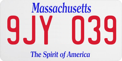 MA license plate 9JY039