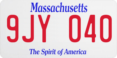 MA license plate 9JY040