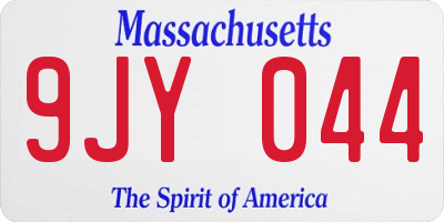 MA license plate 9JY044