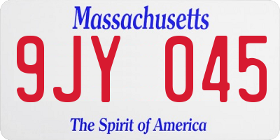 MA license plate 9JY045