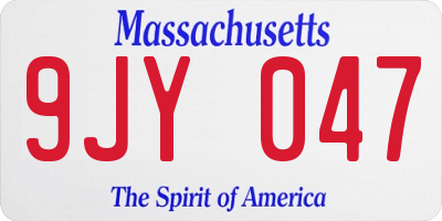 MA license plate 9JY047
