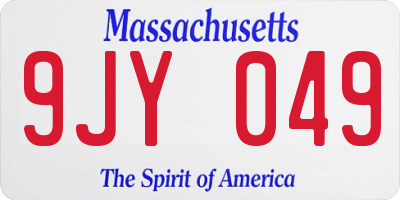 MA license plate 9JY049