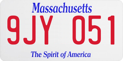 MA license plate 9JY051