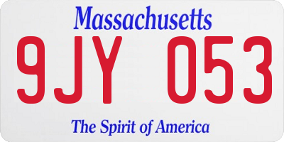 MA license plate 9JY053