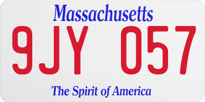 MA license plate 9JY057
