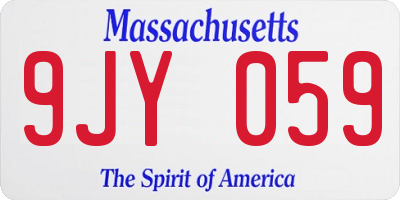 MA license plate 9JY059