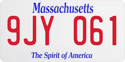 MA license plate 9JY061