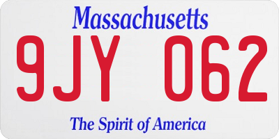 MA license plate 9JY062