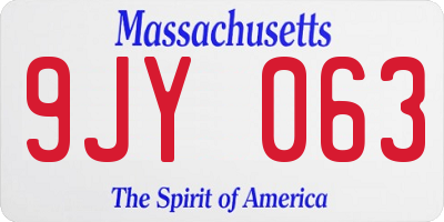 MA license plate 9JY063