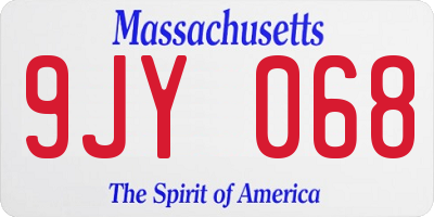 MA license plate 9JY068