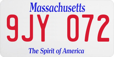 MA license plate 9JY072