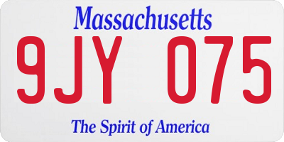 MA license plate 9JY075