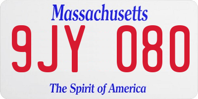 MA license plate 9JY080