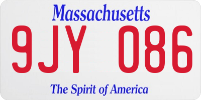MA license plate 9JY086