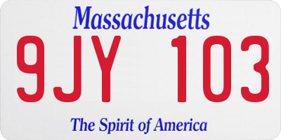 MA license plate 9JY103