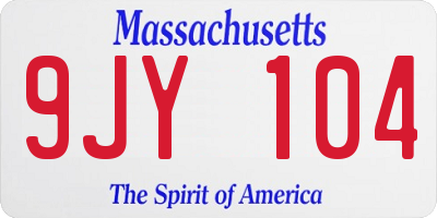 MA license plate 9JY104