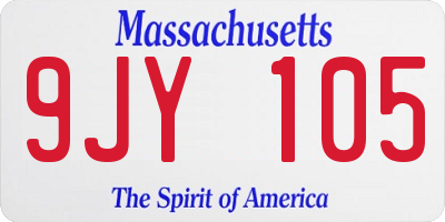 MA license plate 9JY105