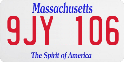 MA license plate 9JY106