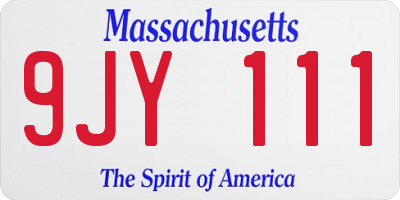 MA license plate 9JY111