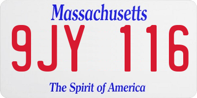 MA license plate 9JY116