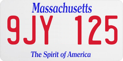 MA license plate 9JY125