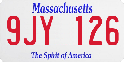 MA license plate 9JY126