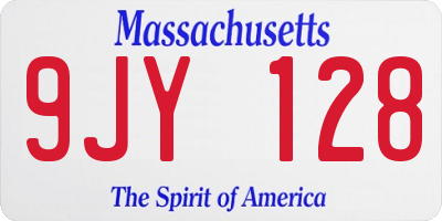 MA license plate 9JY128