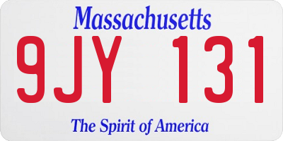 MA license plate 9JY131