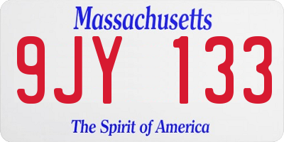 MA license plate 9JY133