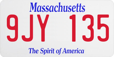 MA license plate 9JY135