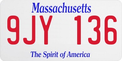 MA license plate 9JY136