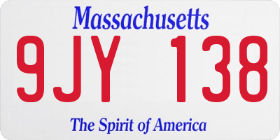 MA license plate 9JY138