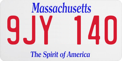 MA license plate 9JY140