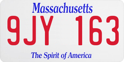 MA license plate 9JY163