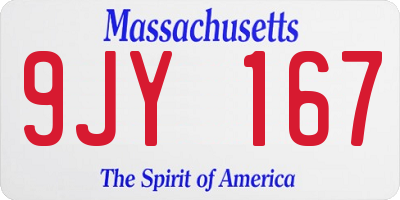 MA license plate 9JY167