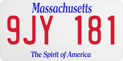 MA license plate 9JY181